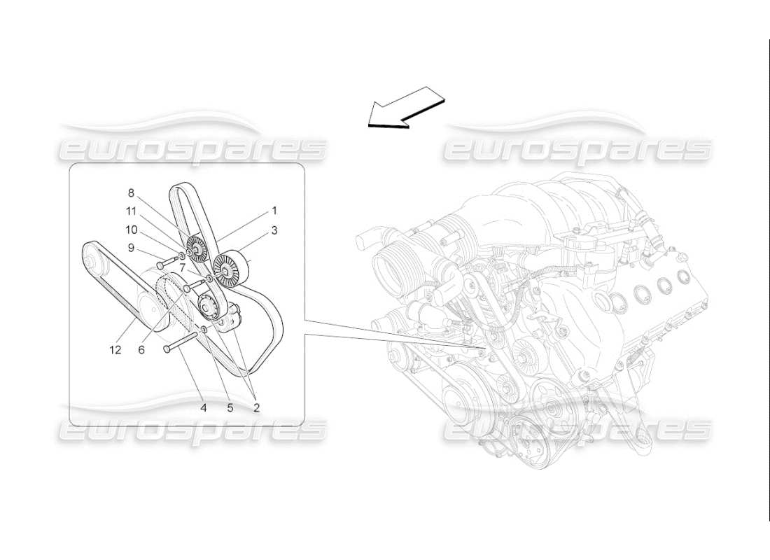 Maserati QTP. (2009) 4.7 auto auxiliary device belts Part Diagram