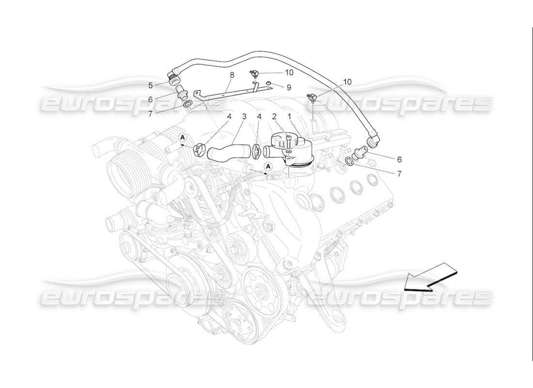 Maserati QTP. (2009) 4.7 auto oil vapour recirculation system Part Diagram