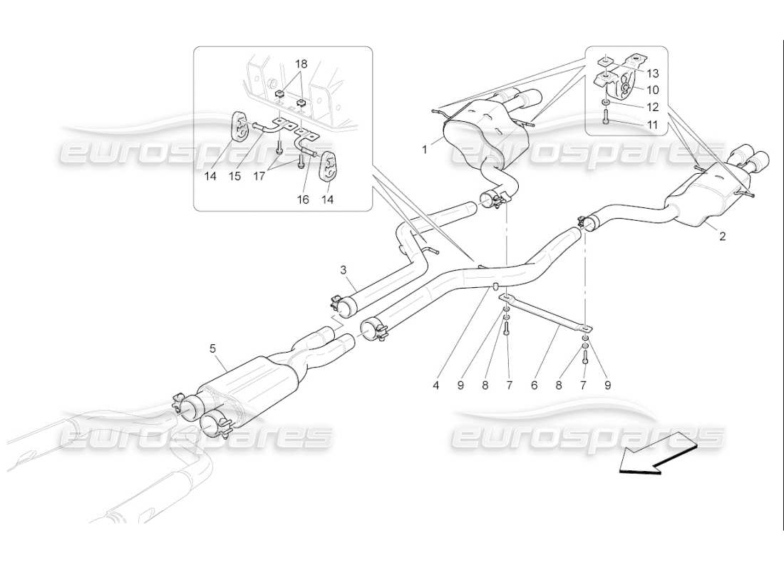 Maserati QTP. (2009) 4.7 auto silencers Part Diagram