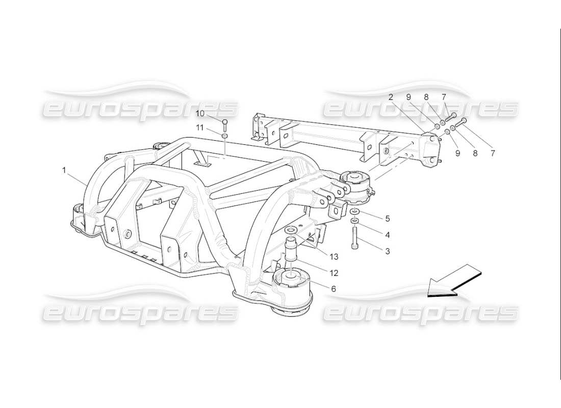 Maserati QTP. (2009) 4.7 auto rear chassis Part Diagram