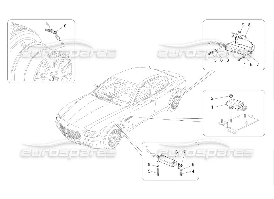 Maserati QTP. (2009) 4.7 auto TYRE PRESSURE MONITORING SYSTEM Part Diagram