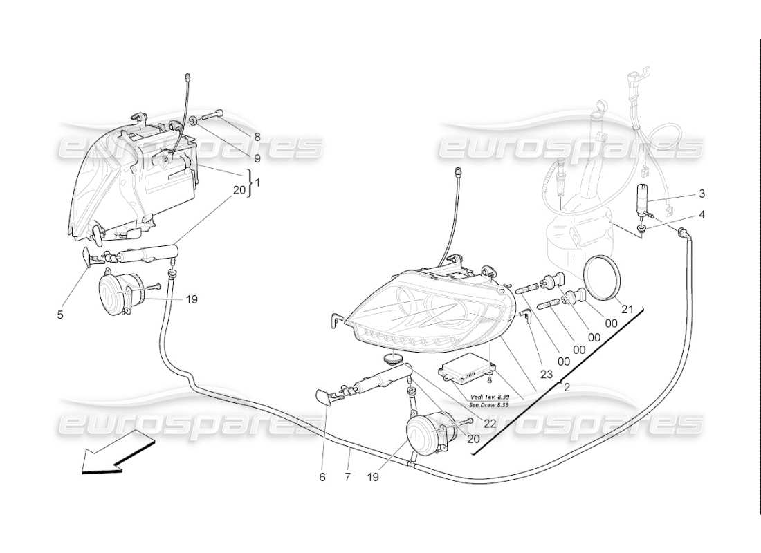 Maserati QTP. (2010) 4.7 auto headlight clusters Part Diagram