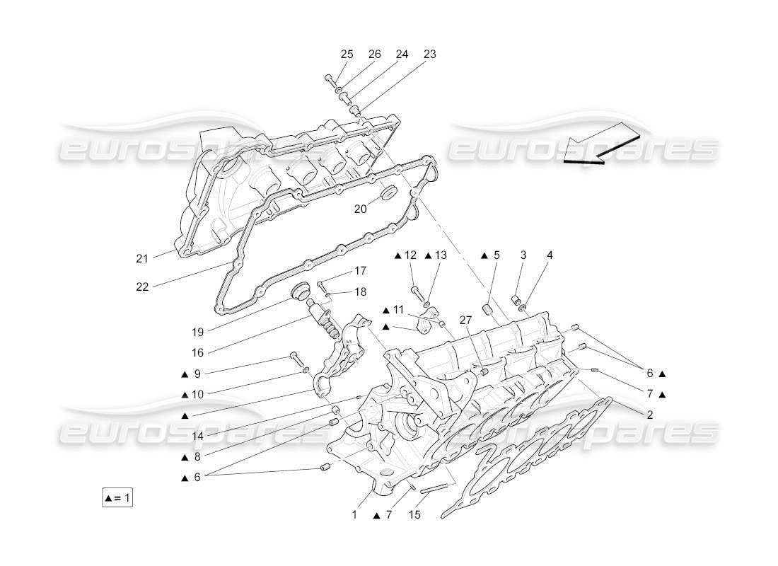 Maserati QTP. (2011) 4.2 auto RH cylinder head Part Diagram