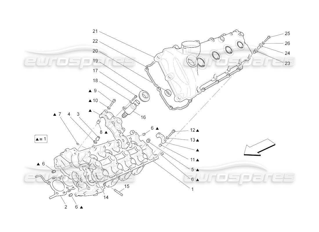 Maserati QTP. (2011) 4.2 auto LH cylinder head Part Diagram