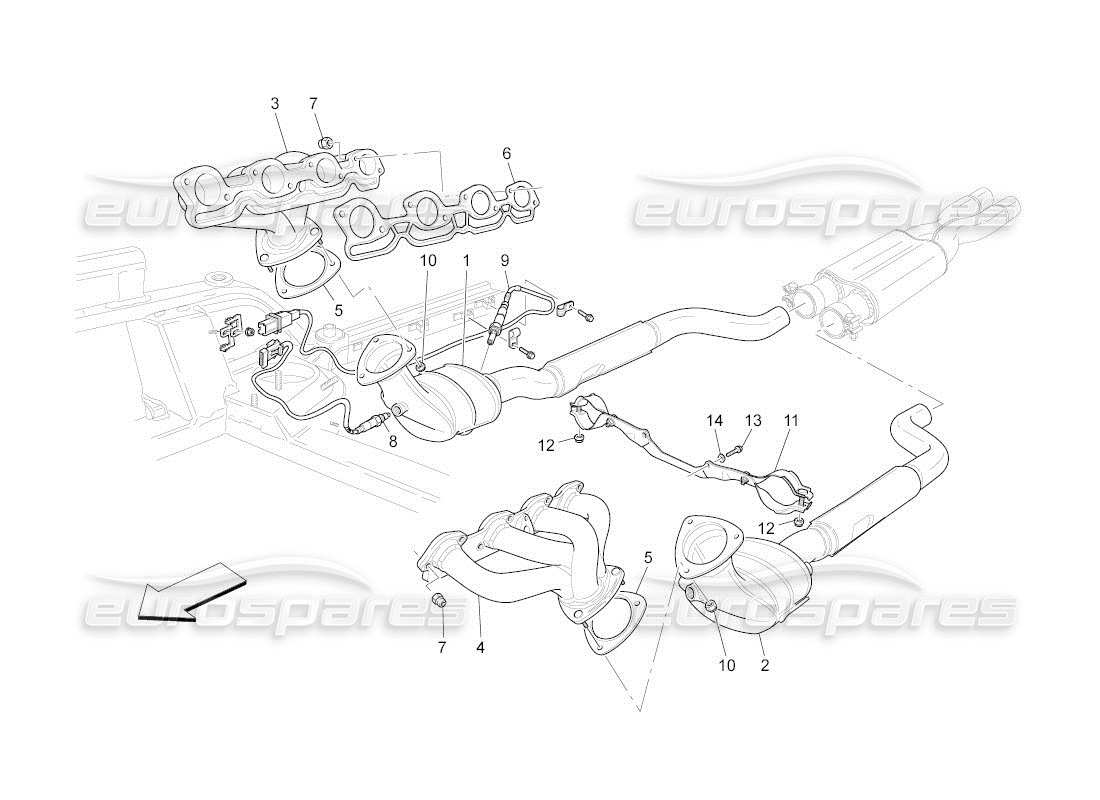 Maserati QTP. (2011) 4.2 auto pre-catalytic converters and catalytic converters Part Diagram