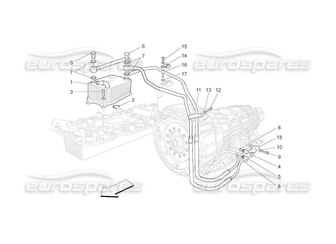 Maserati QTP. (2011) 4.2 auto lubrication and gearbox oil cooling Part Diagram