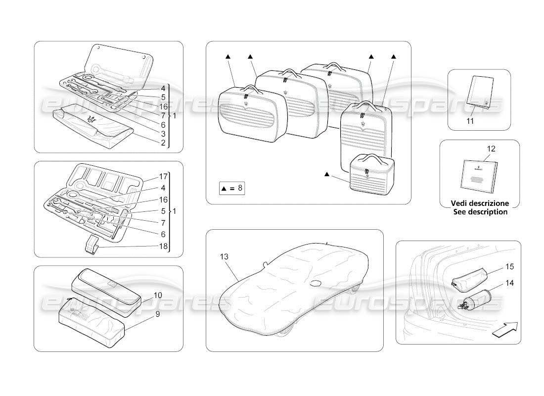 Maserati QTP. (2011) 4.2 auto Accessories Provided Part Diagram