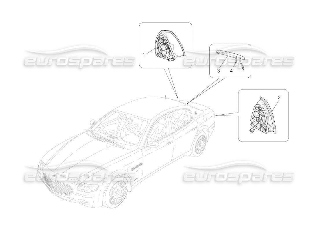 Maserati QTP. (2011) 4.2 auto TAILLIGHT CLUSTERS Part Diagram
