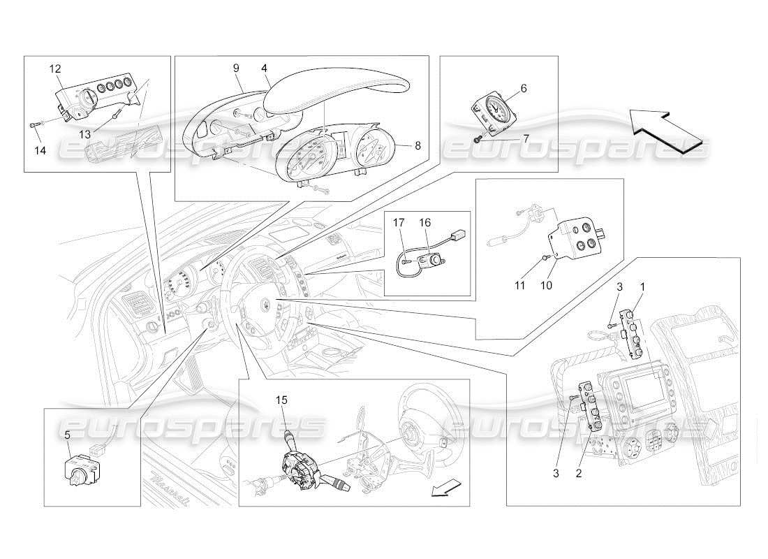 Maserati QTP. (2011) 4.2 auto dashboard devices Part Diagram