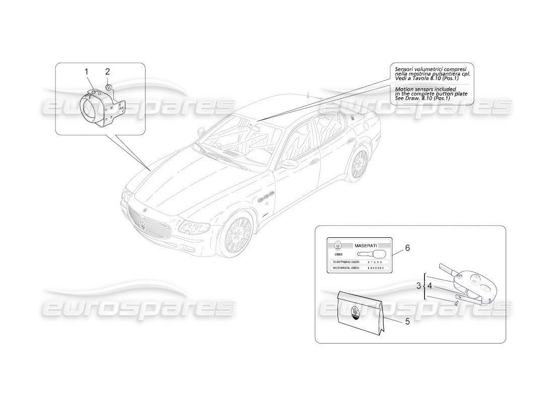 Maserati QTP. (2011) 4.2 auto alarm and immobilizer system Part Diagram
