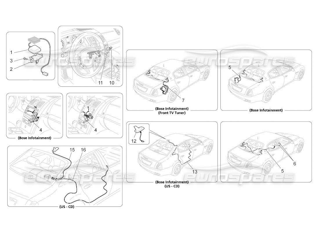 Maserati QTP. (2011) 4.2 auto reception and connection system Part Diagram