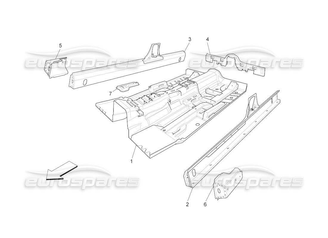 Maserati QTP. (2011) 4.2 auto central structural frames and sheet panels Part Diagram