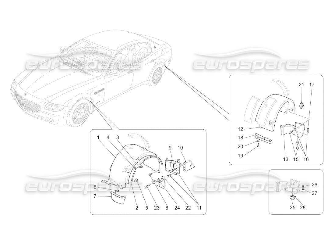 Maserati QTP. (2011) 4.2 auto WHEELHOUSE AND LIDS Part Diagram