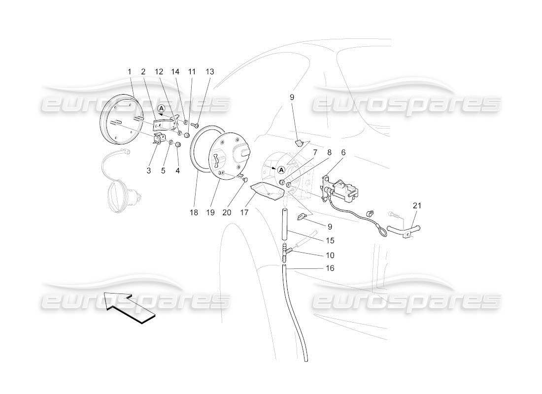 Maserati QTP. (2011) 4.2 auto FUEL TANK DOOR AND CONTROLS Part Diagram