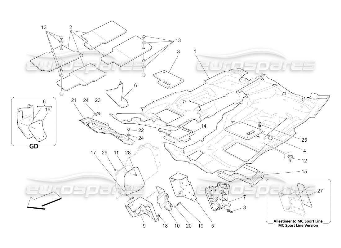 Maserati QTP. (2011) 4.2 auto PASSENGER COMPARTMENT MATS Part Diagram