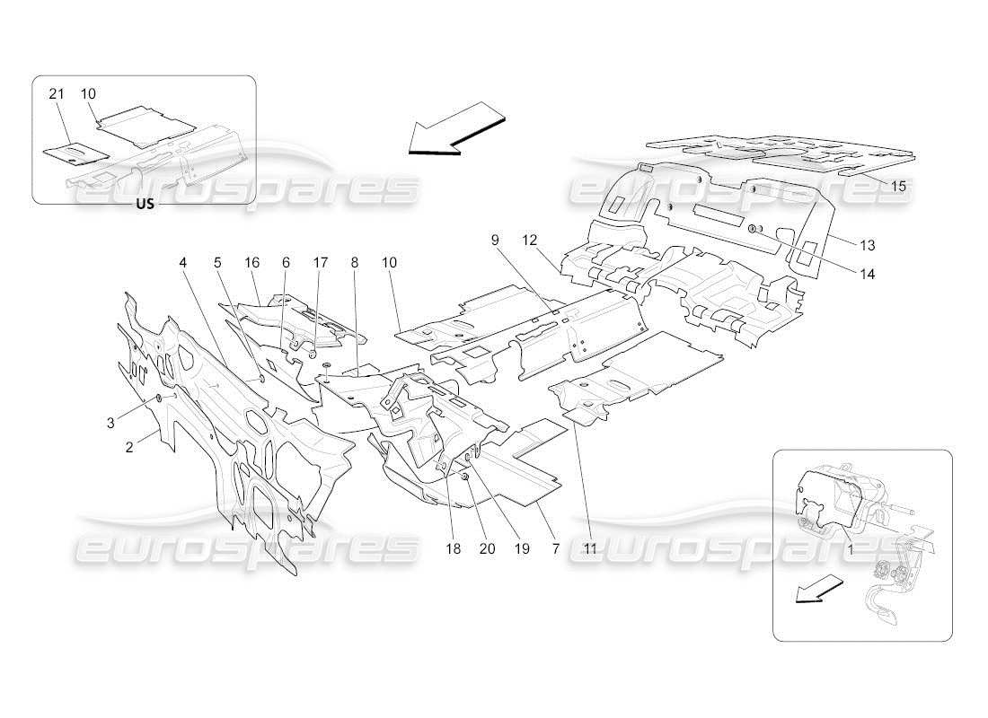 Maserati QTP. (2011) 4.2 auto sound-proofing panels inside the vehicle Part Diagram