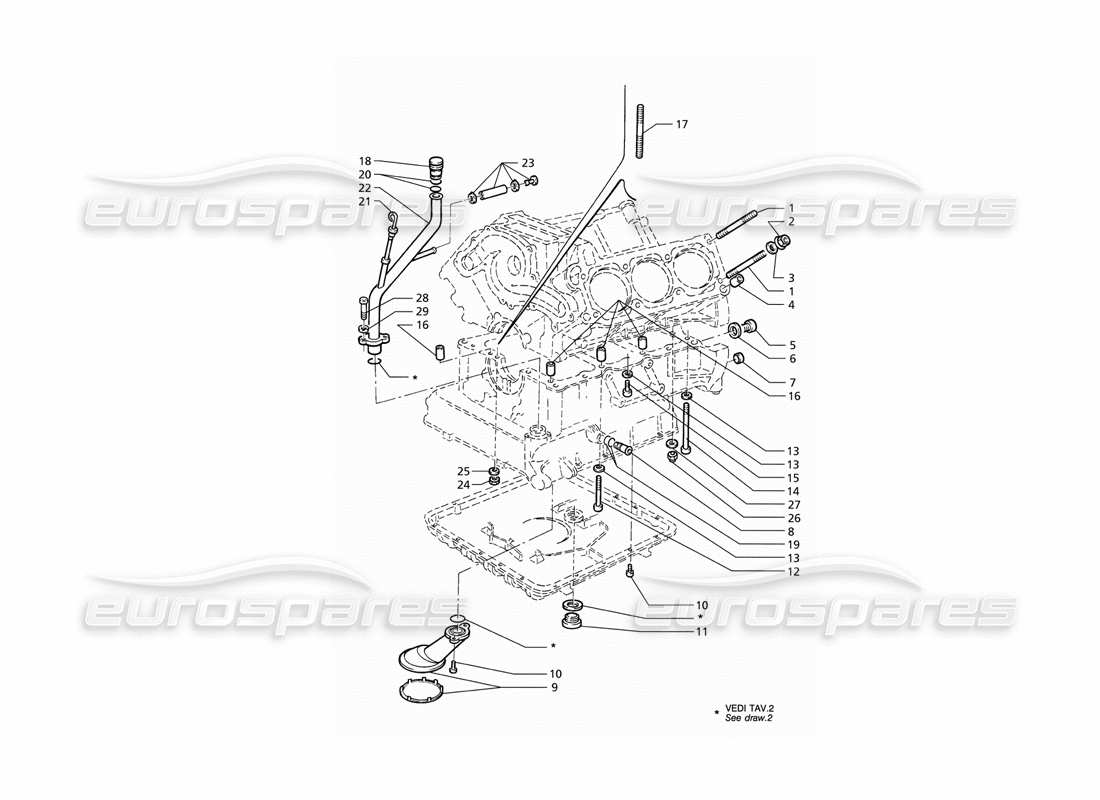 Maserati QTP V6 (1996) fastenings and block accessories Part Diagram
