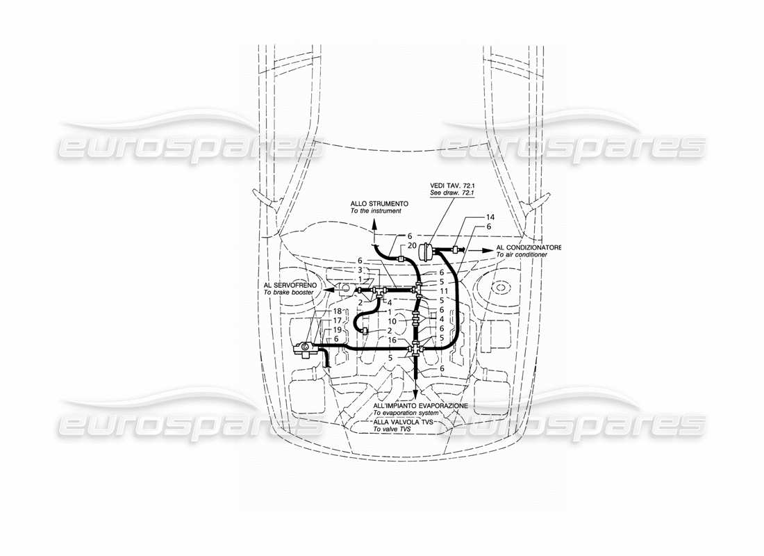Maserati QTP V6 (1996) Vacuum System (RHD) Part Diagram