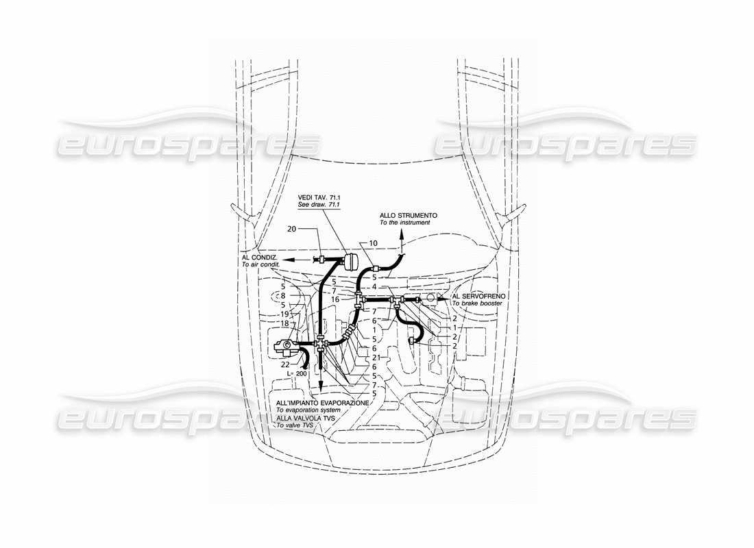 Maserati QTP V6 (1996) Vacuum System (LHD) Part Diagram