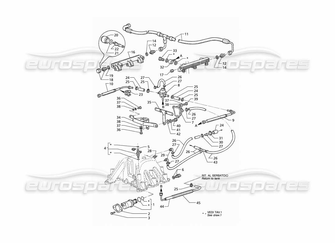 Maserati QTP V6 (1996) Injection System Accessories (LHD) Part Diagram