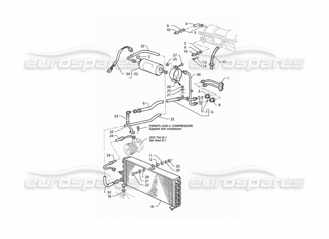 Maserati QTP V6 (1996) Air Conditioning System (LHD) Part Diagram