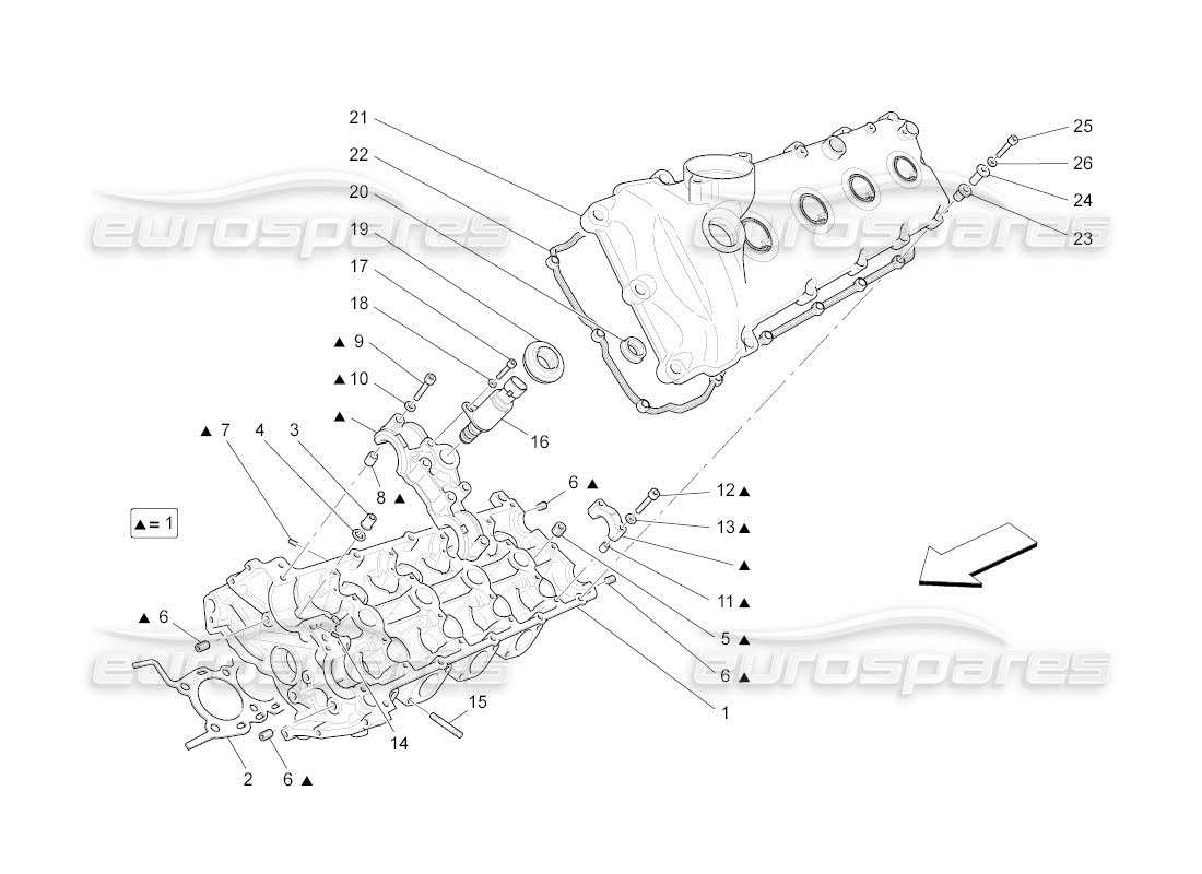 Maserati QTP. (2011) 4.7 auto LH cylinder head Part Diagram