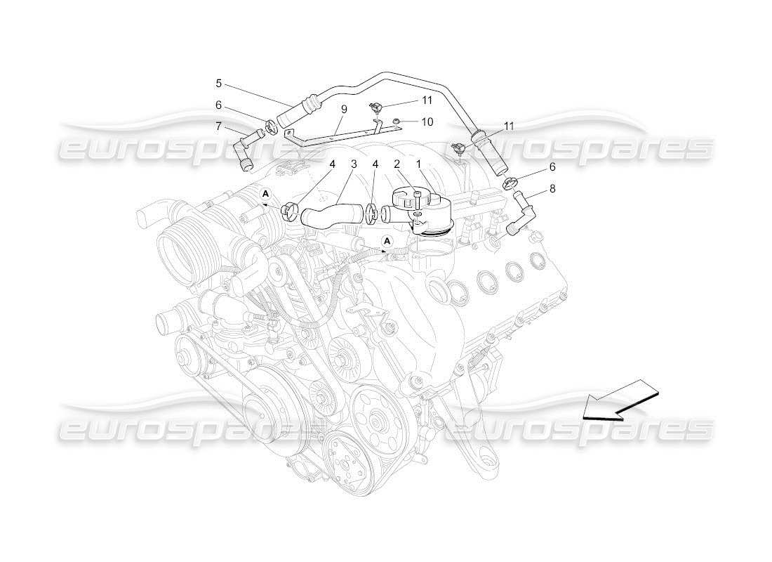 Maserati QTP. (2011) 4.7 auto oil vapour recirculation system Part Diagram