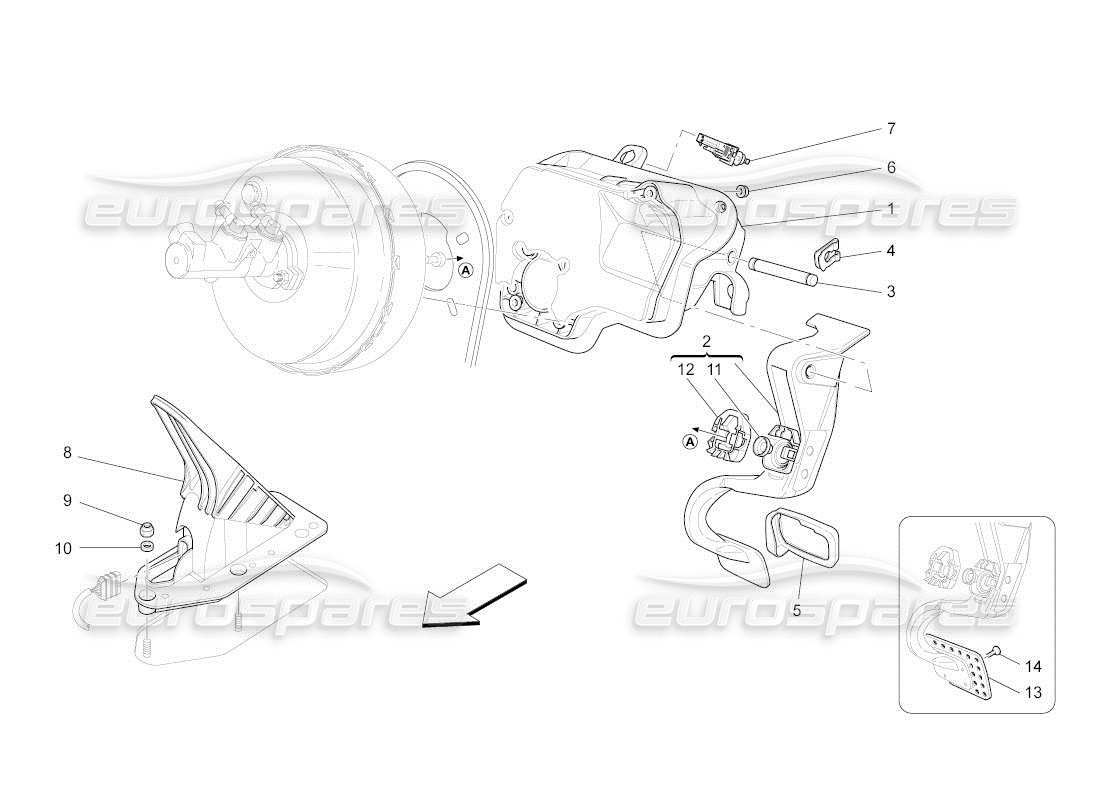 Maserati QTP. (2011) 4.7 auto COMPLETE PEDAL BOARD UNIT Part Diagram