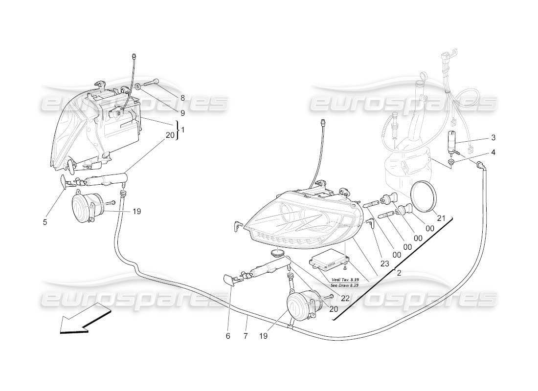 Maserati QTP. (2011) 4.7 auto headlight clusters Part Diagram