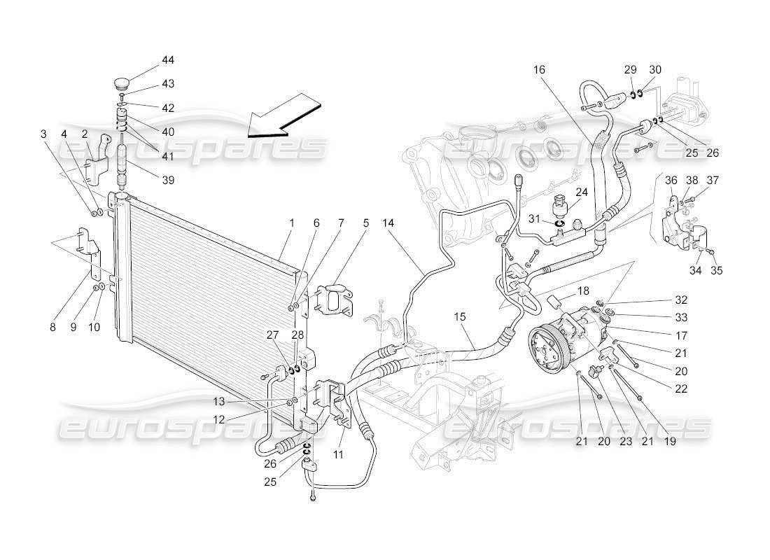 Maserati QTP. (2011) 4.7 auto A c Unit: Engine Compartment Devices Part Diagram