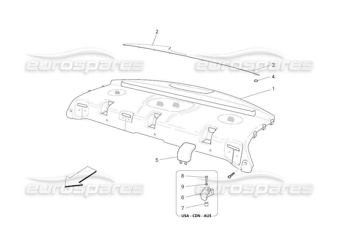 Maserati QTP. (2011) 4.7 auto rear parcel shelf Part Diagram