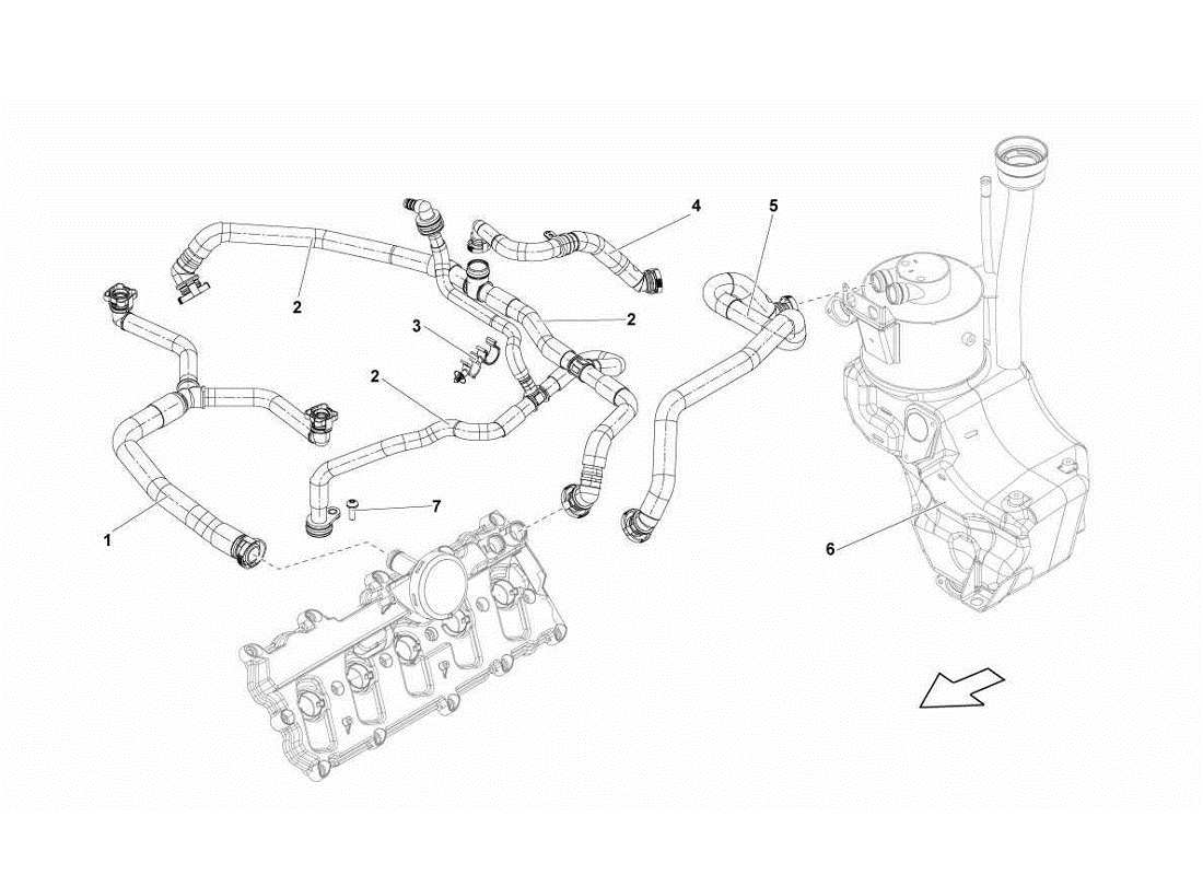 Lamborghini Gallardo LP560-4s update oil breather pipe Part Diagram