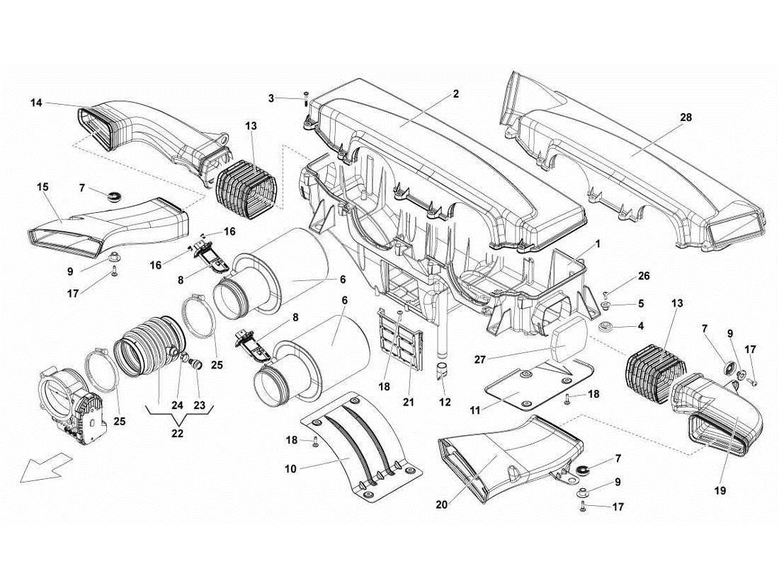 Lamborghini Gallardo LP560-4s update AIR FILTER BOX Part Diagram