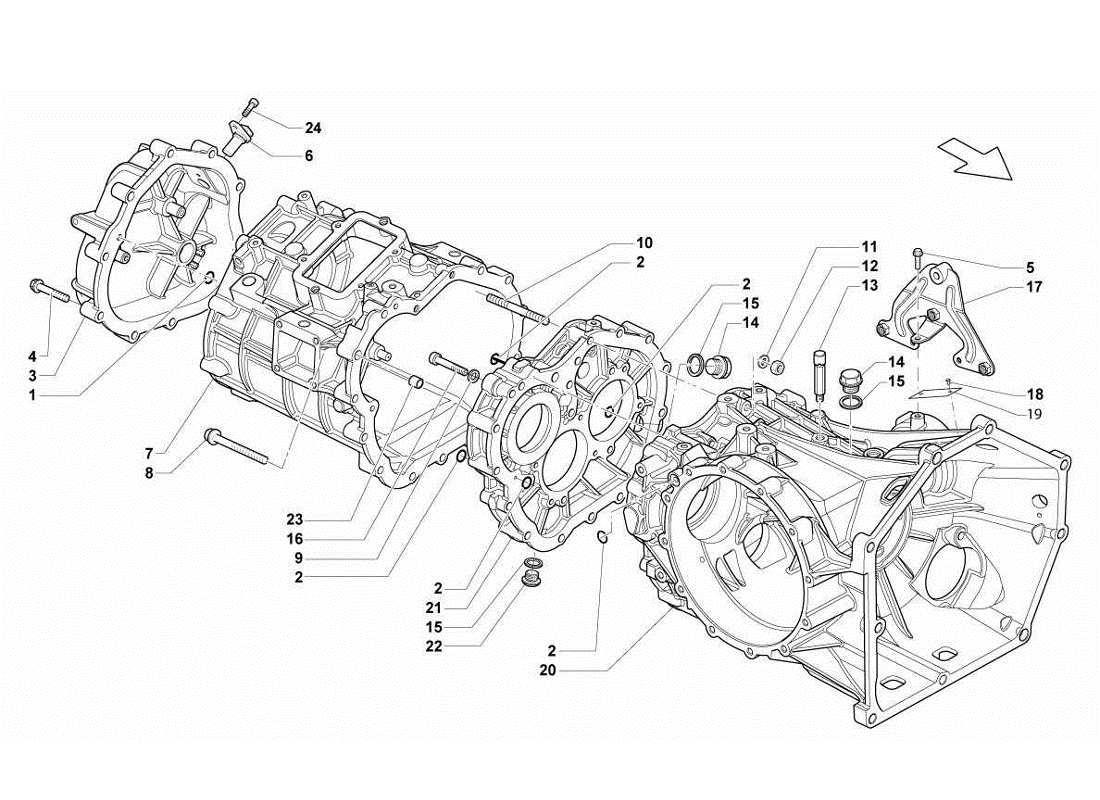 Lamborghini Gallardo LP560-4s update Gearbox - Rear Differential Case Part Diagram