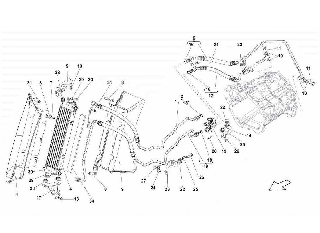 Lamborghini Gallardo LP560-4s update OIL COOLER Part Diagram
