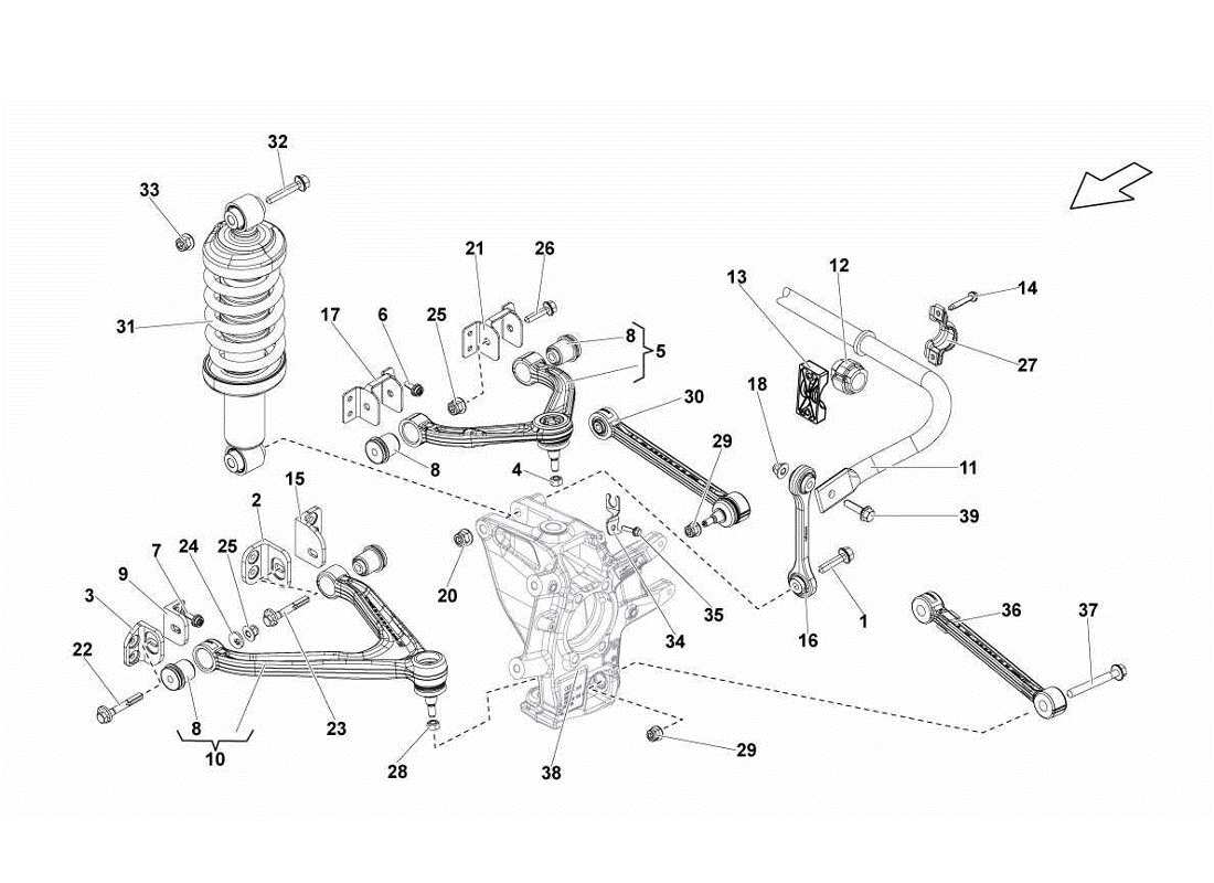 Lamborghini Gallardo LP560-4s update Rear Arms Part Diagram