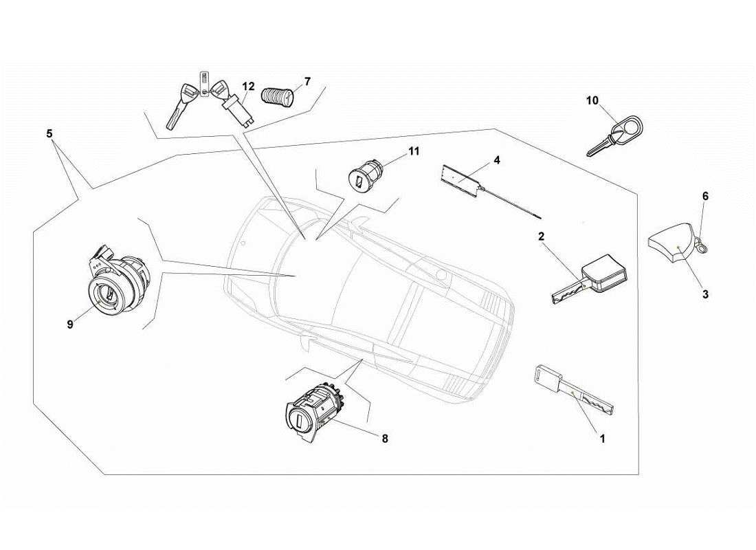 Lamborghini Gallardo LP560-4s update Keys Kit Part Diagram