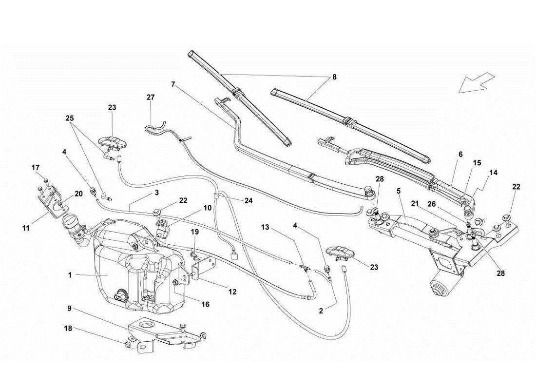 Lamborghini Gallardo LP560-4s update WINDSHIELD WIPER Part Diagram