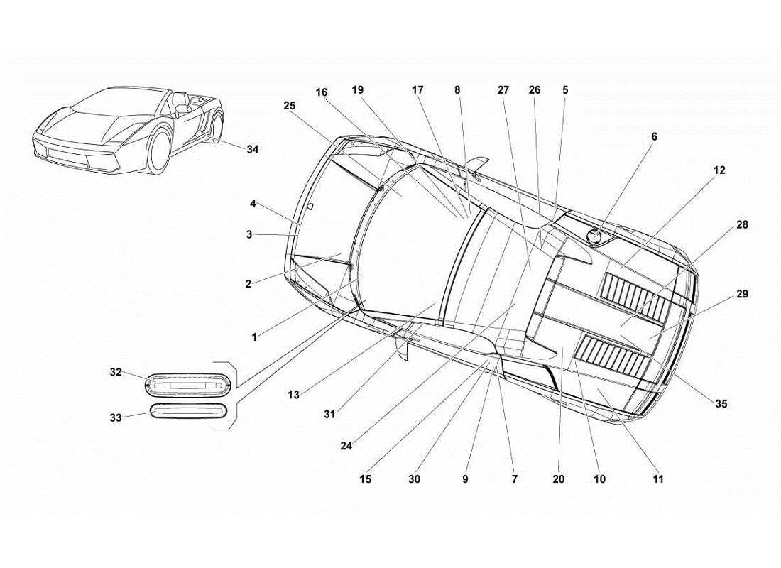 Lamborghini Gallardo LP570-4s Perform nameplates Part Diagram