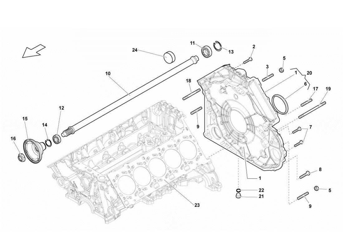 Lamborghini Gallardo LP570-4s Perform timing chain cover - propeller shaft Part Diagram