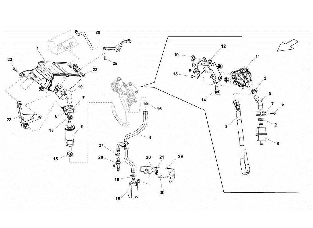 Lamborghini Gallardo LP570-4s Perform VAPOR FILTER Part Diagram