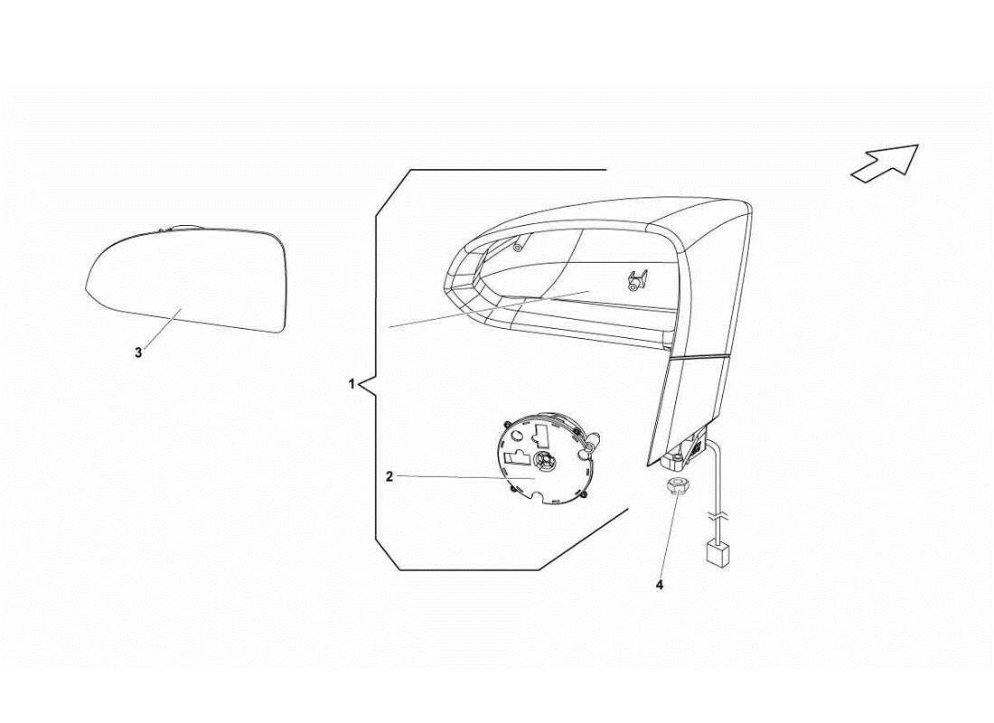 Lamborghini Gallardo LP570-4s Perform Exterior Rearview Mirror Part Diagram