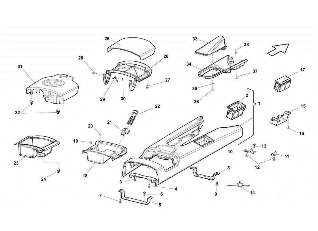 Lamborghini Gallardo LP570-4s Perform REAR TUNNEL Part Diagram