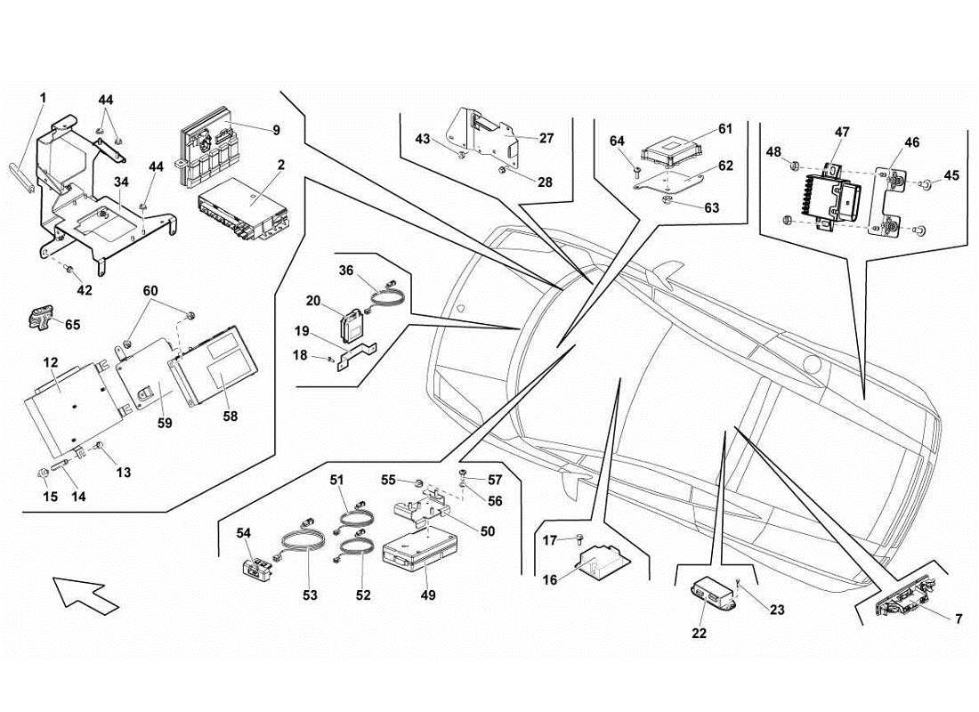 Lamborghini Gallardo LP570-4s Perform electrical system Part Diagram
