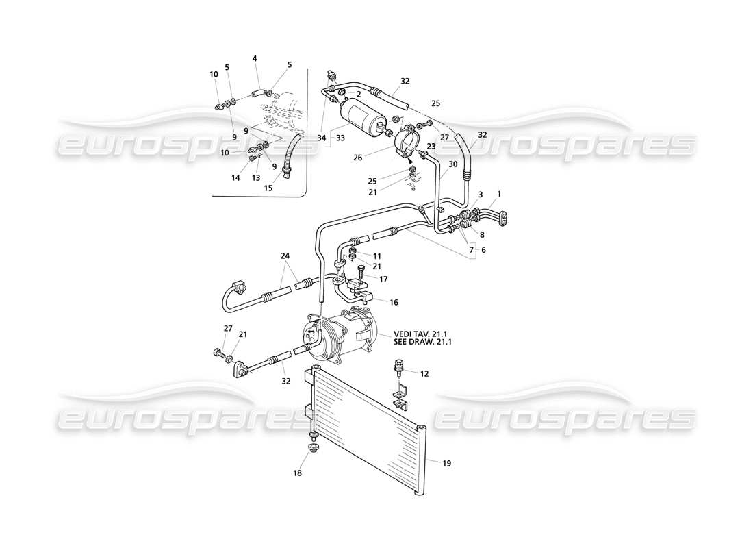 Maserati QTP V8 Evoluzione Air Conditioning System (LH Drive) Part Diagram