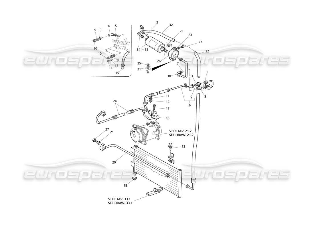 Maserati QTP V8 Evoluzione Air Conditioning System (RH Drive) Part Diagram