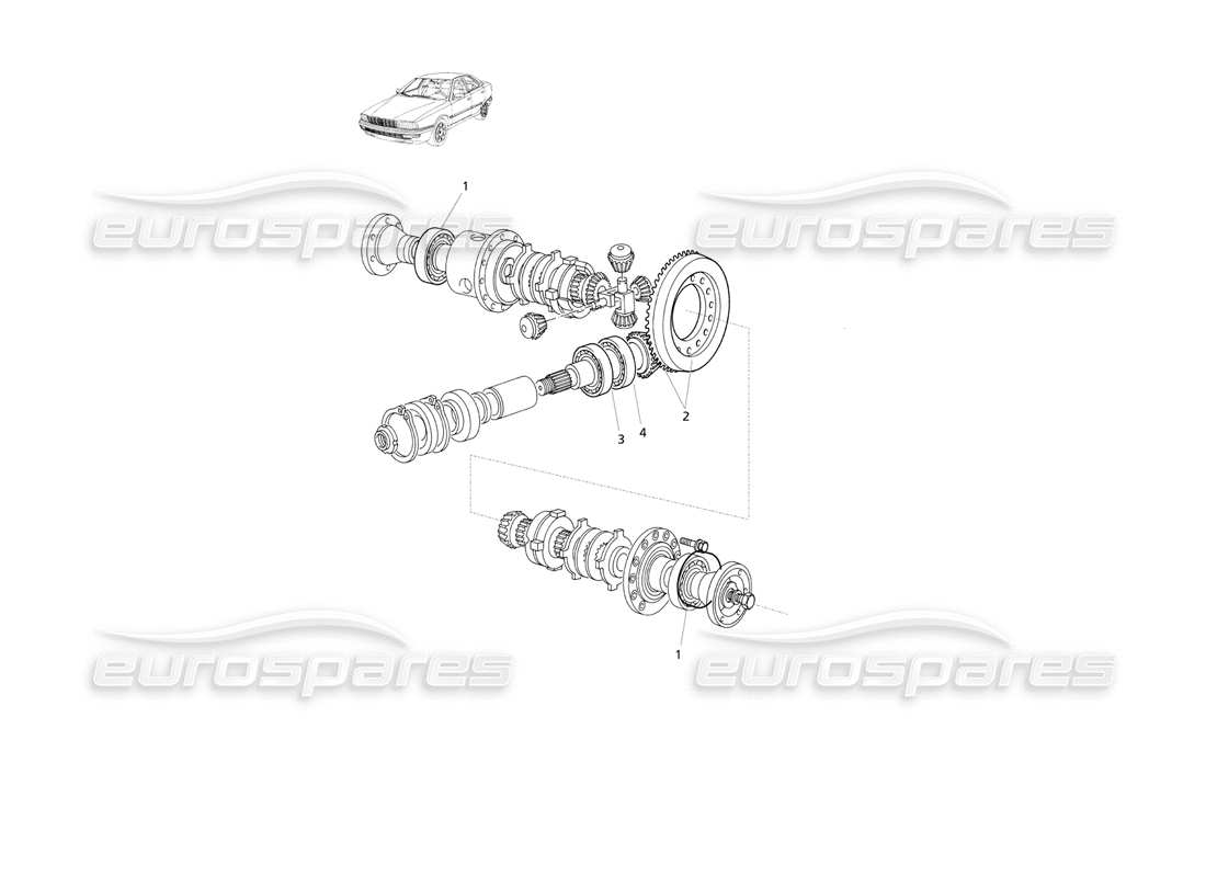 Maserati QTP V8 Evoluzione Differential Internal Parts Part Diagram