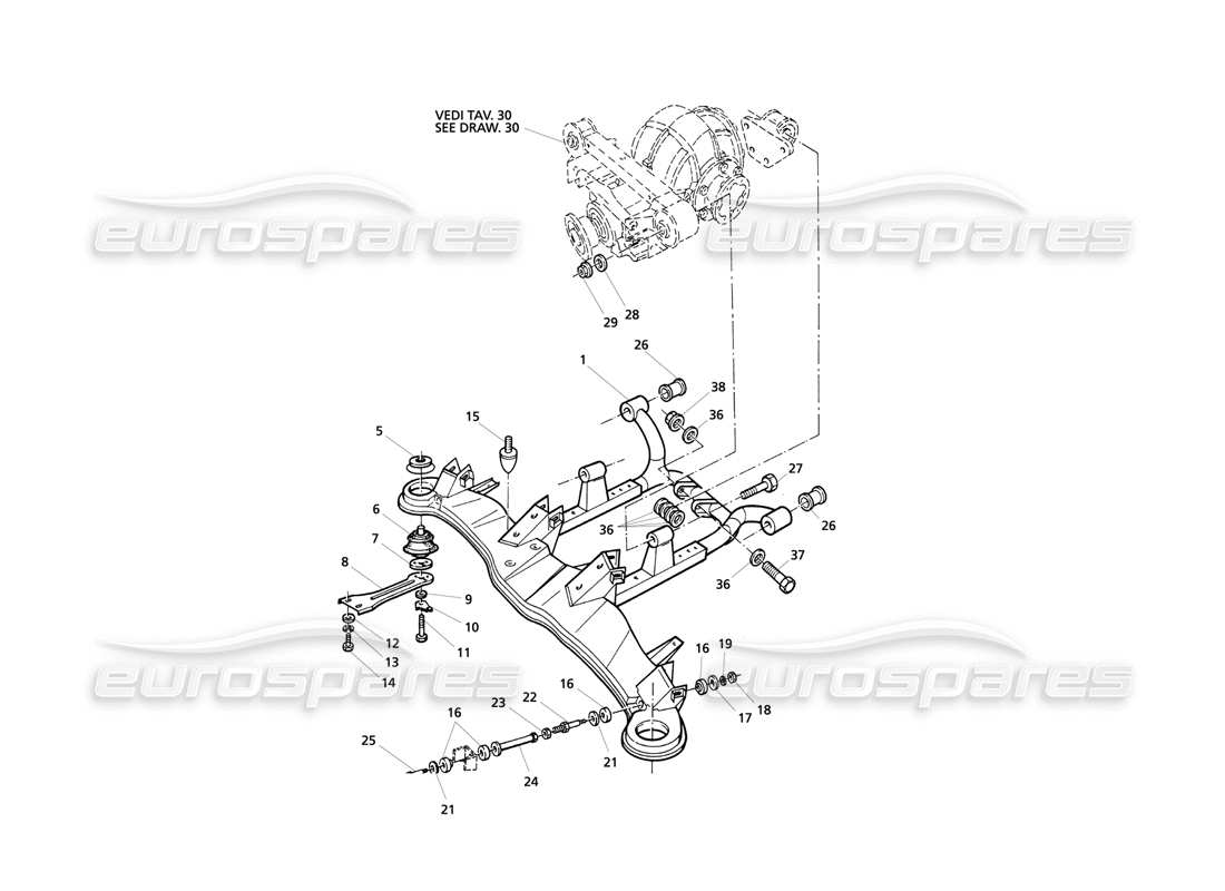 Maserati QTP V8 Evoluzione Rear Suspension Part Diagram
