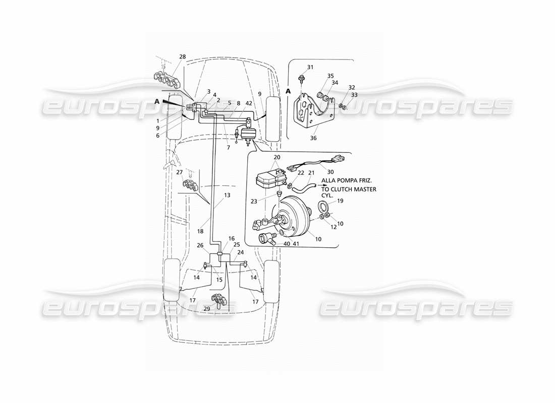 Maserati QTP V8 Evoluzione ABS Hydraulic Brake Lines (RHD) Part Diagram