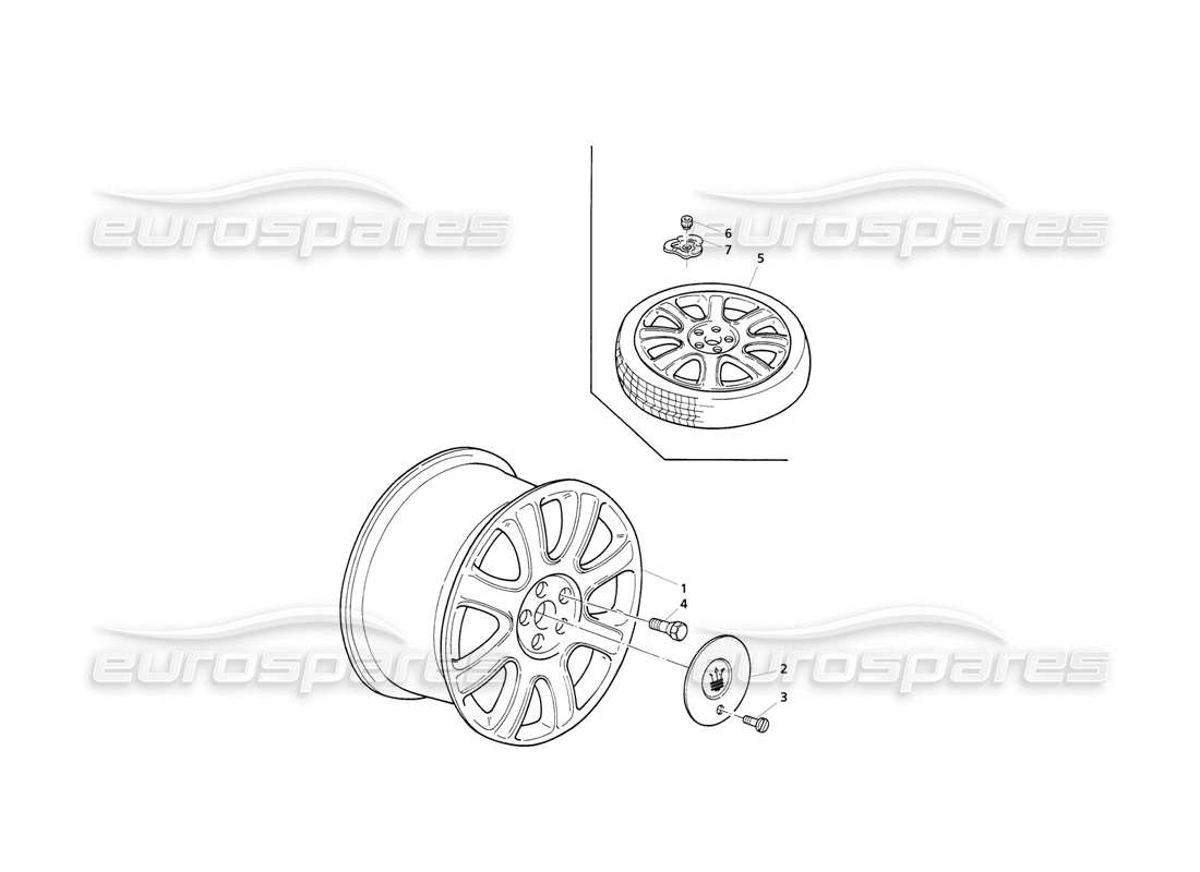 Maserati QTP V8 Evoluzione Wheel Rims Part Diagram